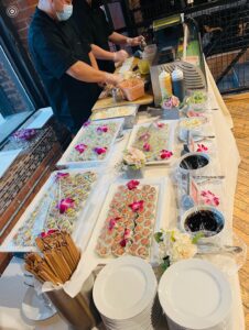 Closeup shot of the catering menu