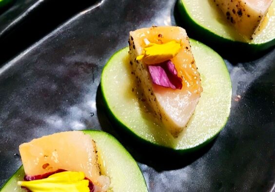 sashimi on cucumber